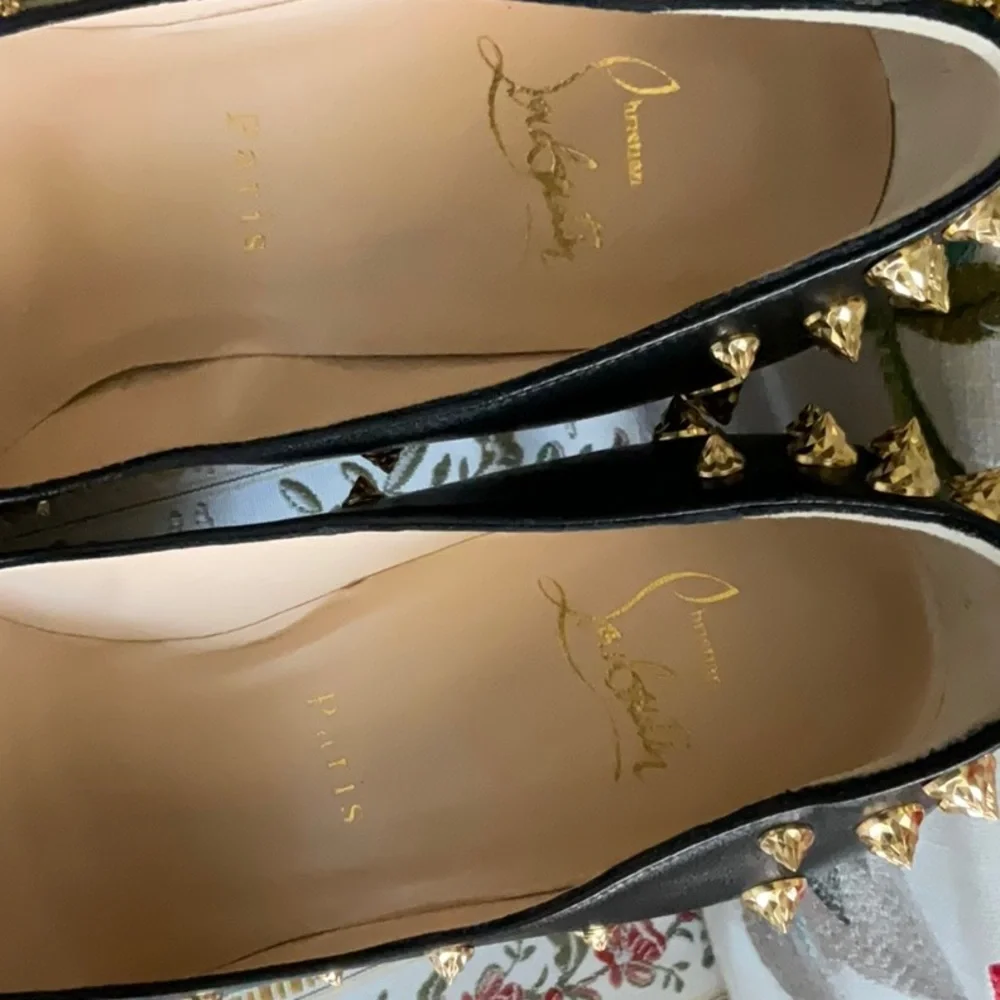 Christian Louboutin black and golden metal heels size 37 narrow